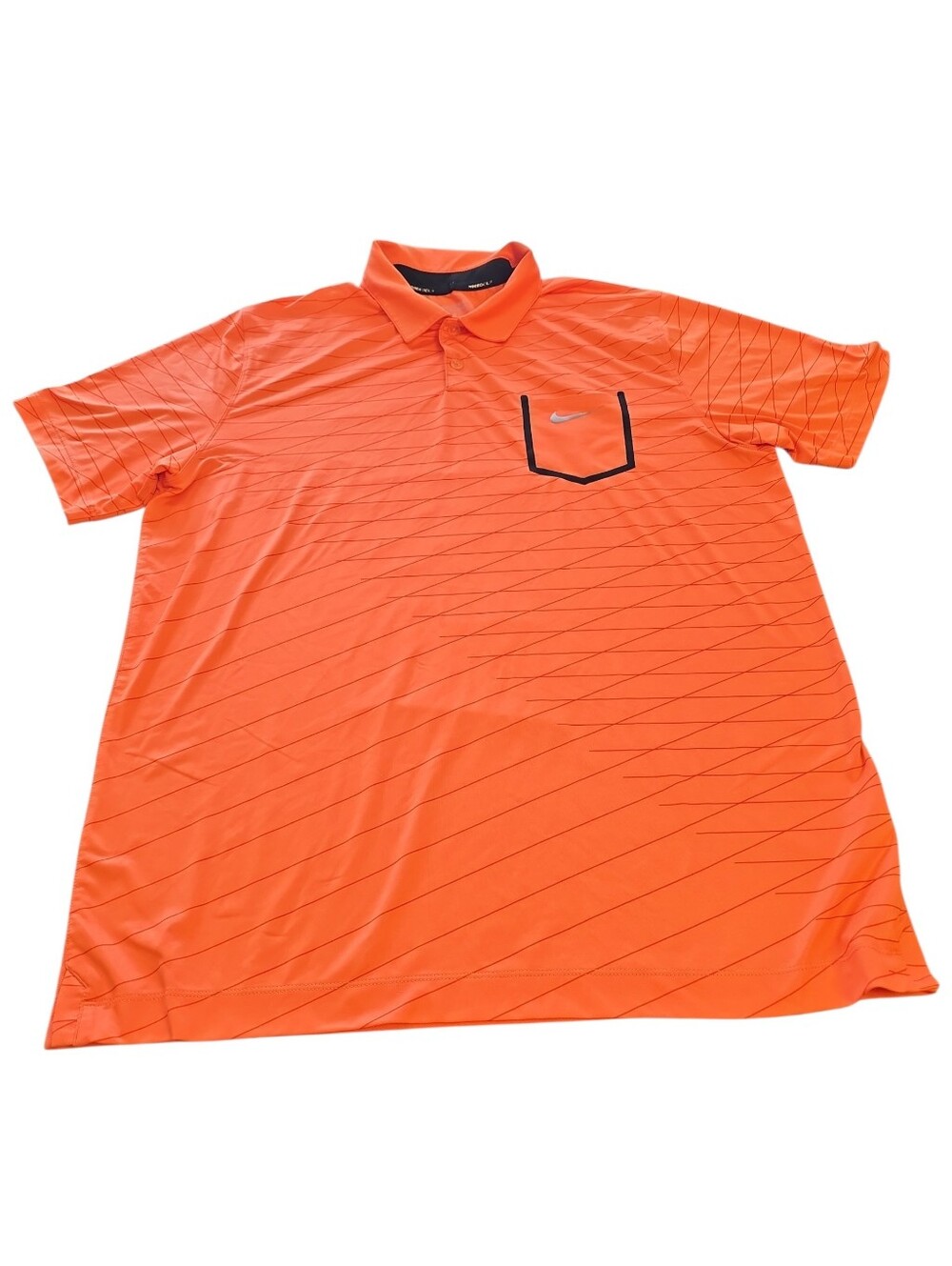 NIKE Golf Orange Polo Tour Performance Dri-Fit Size L